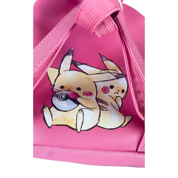 Pikachu No. 025 Pink & White Striped Heart-Shaped Zipper Backpack - Picture 8 of 12